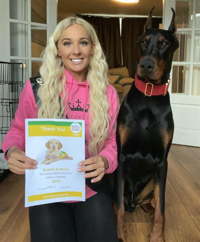 Miss Essex International, Daniella, held a TikTok fundraiser for Dogs For Good!